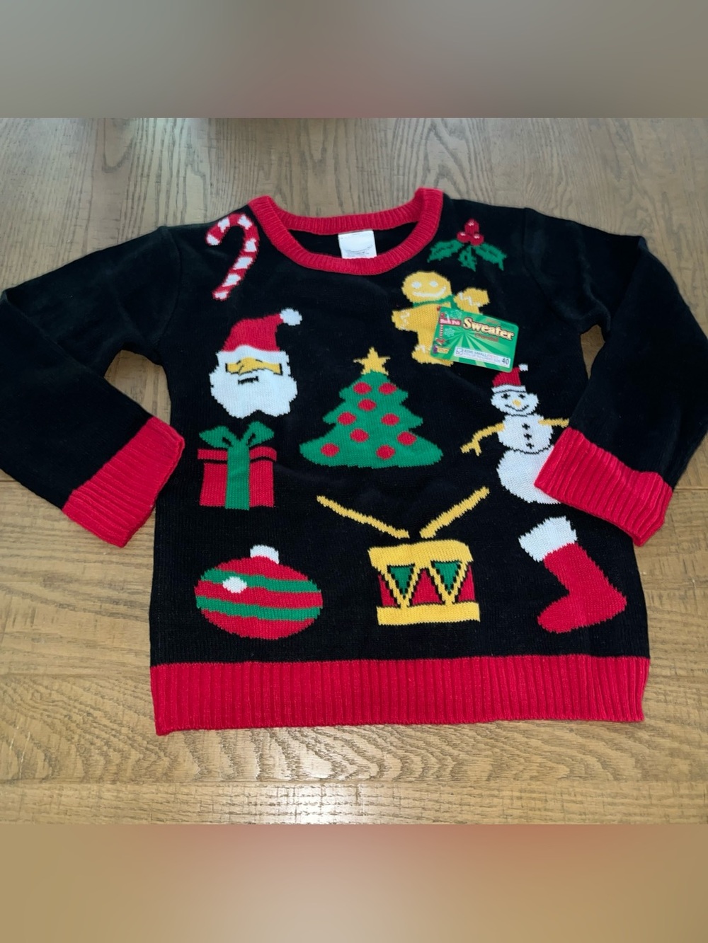 Forum Novelties Christmas Sweater Small S Festive Party Santa Black Red